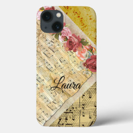 Funda Para iPhone 13 Hoja personalizada Música Notas musicales Estuche 