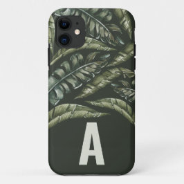 Funda Para iPhone 11 Hoja tropical personalizada inicial