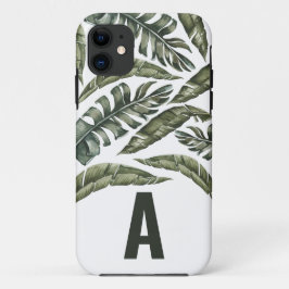 Funda Para iPhone 11 Hoja tropical personalizada inicial