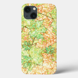 Funda Para iPhone 13 Hoja verde abstracta de cámara en suelo rayado