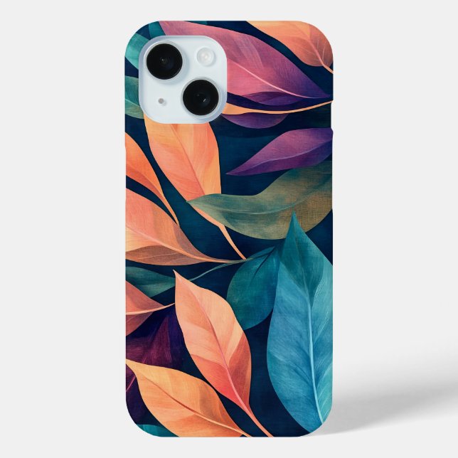 Funda De Case-Mate Para iPhone Hojas abstractas coloridas (Reverso )
