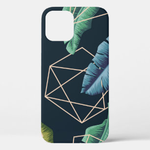 Funda Para iPhone 12 Hojas Abstractas: Línea Polígona Sin Margen.