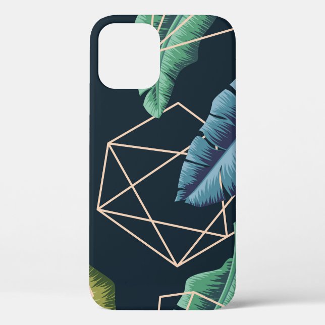 Funda De Case-Mate Para iPhone Hojas Abstractas: Línea Polígona Sin Margen. (Reverso )