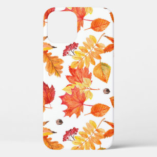 Funda Para iPhone 12 Hojas acuarelas, patrón natural sin costuras.