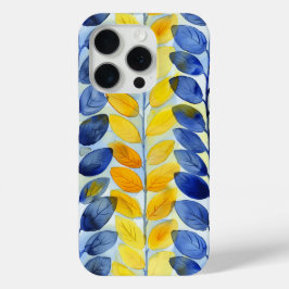Funda Para iPhone 15 Pro Hojas amarillas y azules