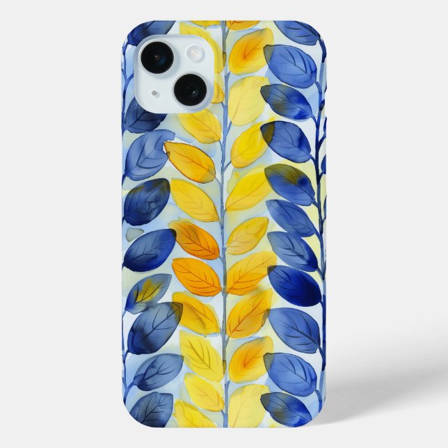 Funda De Case-Mate Para iPhone Hojas amarillas y azules (Reverso )