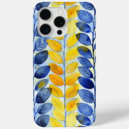 Funda Para iPhone 15 Pro Max Hojas amarillas y azules
