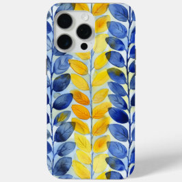 Funda Para iPhone 15 Pro Max Hojas amarillas y azules