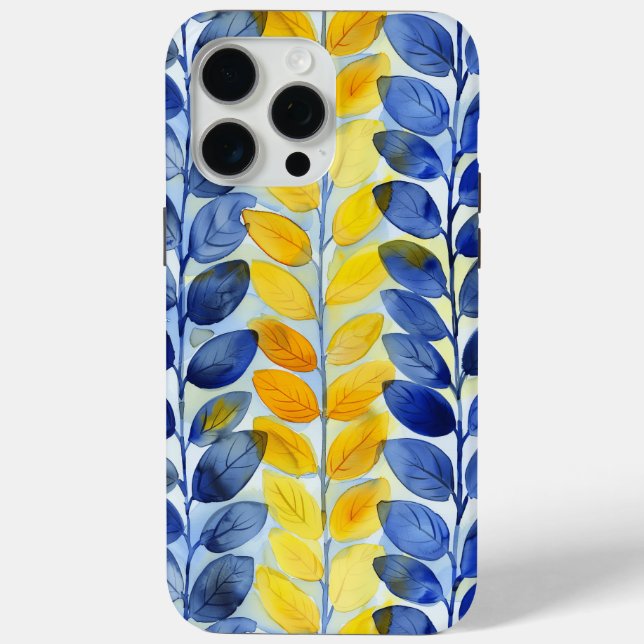 Funda De Case-Mate Para iPhone Hojas amarillas y azules (Reverso )