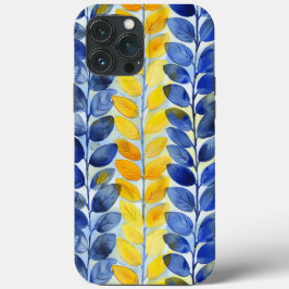 Funda Para iPhone 13 Pro Max Hojas amarillas y azules