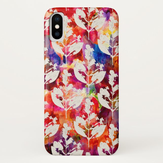 Funda De Case-Mate Para iPhone Hojas botánicas abstractas (Reverso)