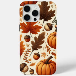 Funda Para iPhone 15 Pro Max hojas/calabazas/bellotas clásicas Otoño