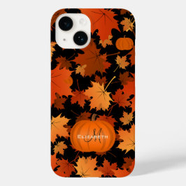 Funda Para iPhone 14 De Case-Mate Hojas de arce de otoño y calabazas monograma