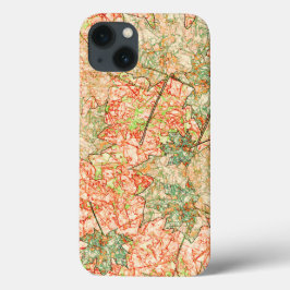 Funda Para iPhone 13 Hojas de cámara abstractas en el fondo de coral ra