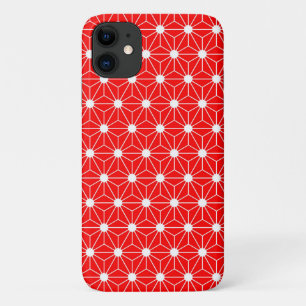 Funda Para iPhone 11 Hojas de cáñamo Asanoha patrón japón rojo tradicio