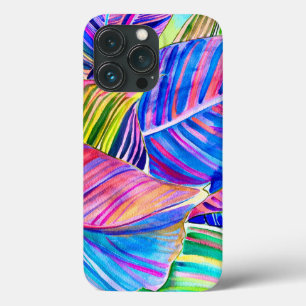 Funda Para iPhone 13 Pro Hojas de canoa tropical acuarela