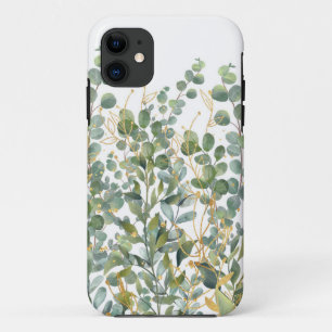 Funda Para iPhone 11 Hojas De Eucaliptus Botánico De Oro Y Verde