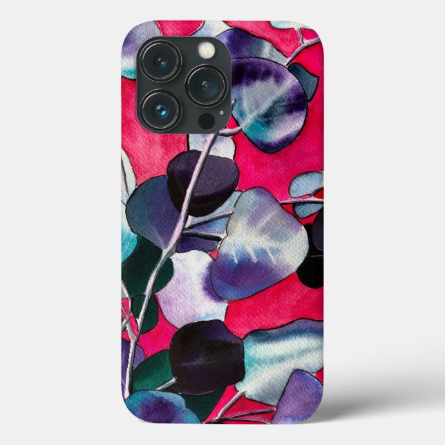 Funda De Case-Mate Para iPhone Hojas de goma acuarela arte (Reverso )