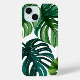 Funda Para iPhone 15 Hojas de Monstera | Acuarela Moderna Simple