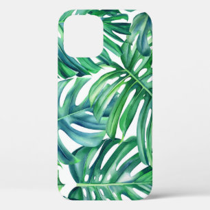 Funda Para iPhone 12 Hojas de Monstera: Patrón de jungla acuarela.