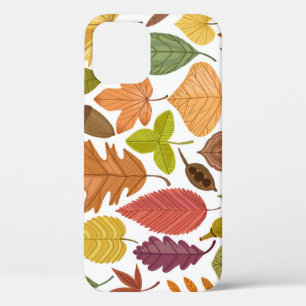 Funda Para iPhone 12 Hojas de otoño: fondo blanco vintage.