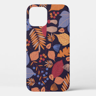 Funda Para iPhone 12 Hojas de otoño, Ilustracion de champiñones vintage