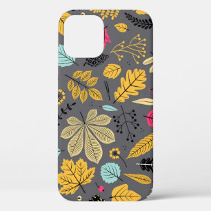 Funda Para iPhone 12 Hojas de otoño: patrón oscuro sin foco