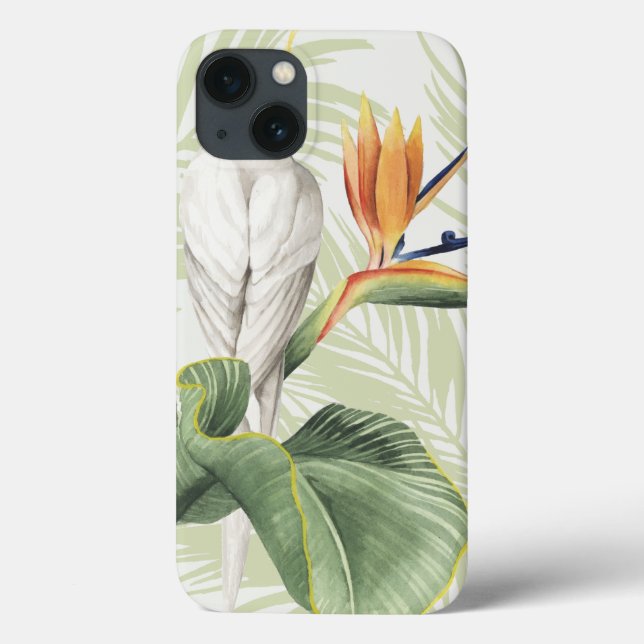 Funda De Case-Mate Para iPhone Hojas de palma con pájaro blanco (Reverso)
