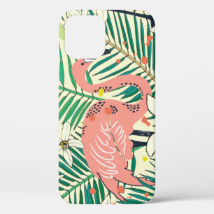 Funda Para iPhone 12 Hojas de palma de Flamingo: Vintage tropical