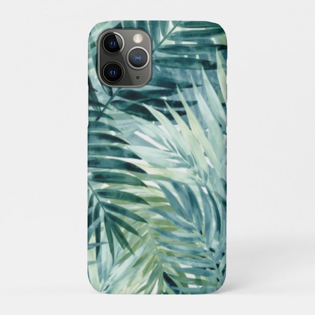 Funda De Case-Mate Para iPhone Hojas de palma verdes turquesa (Reverso)