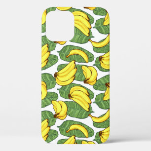 Funda Para iPhone 12 Hojas de plátano: Patrón de frutas tropicales