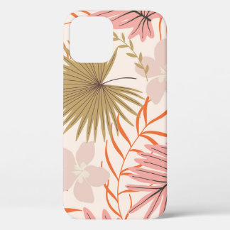 Funda Para iPhone 12 Hojas dibujadas a mano: Patrón de selva exótica.