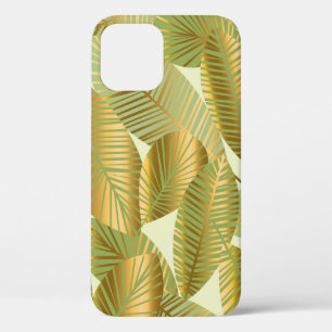 Funda Para iPhone 12 hojas exóticas de oro elegante patrón sin inconv