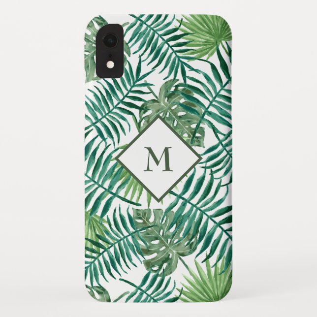 Funda De Case-Mate Para iPhone Hojas exóticas monogramadas (Reverso)