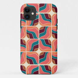 Funda Para iPhone 11 Hojas geométricas onduladas retro de los años 70