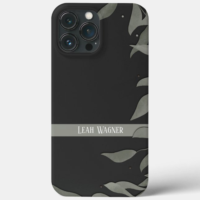 Funda De Case-Mate Para iPhone Hojas modernas negras simples (Reverso )