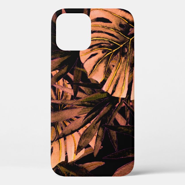 Funda De Case-Mate Para iPhone Hojas tropicales acuarela, bañador sin soldadura (Reverso )
