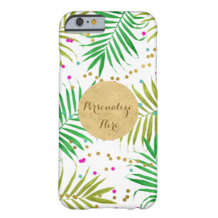 Funda Barely There Para iPhone 6 Hojas tropicales de Aloha Luau y puntos de confeti