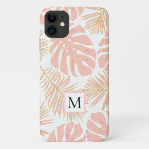Funda Para iPhone 11 Hojas tropicales de color rosa y dorado de Rubor y