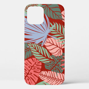 Funda Para iPhone 12 Hojas tropicales de Doodle: Oscuras manos dibujada