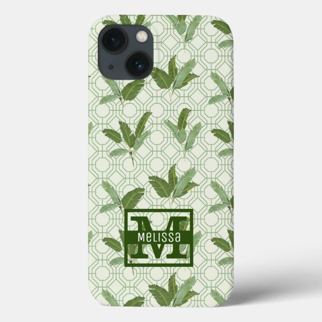Funda De Case-Mate Para iPhone Hojas tropicales de palmera | Añadir su nombre (Reverso)