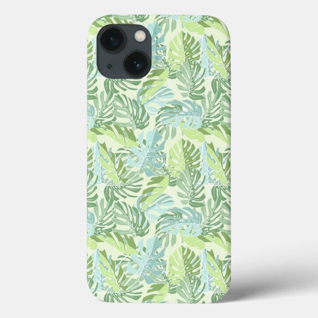 Funda De Case-Mate Para iPhone Hojas tropicales de palmera pastorales (Reverso)
