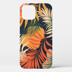 Funda Para iPhone 12 Hojas tropicales de palmeras: sin foco vintage