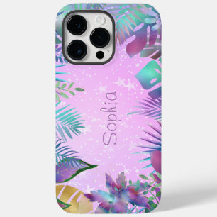 Funda Para iPhone 14 Pro Max De Case-Mate Hojas Tropicales Irisadas, Nombre Estrellas Blanca