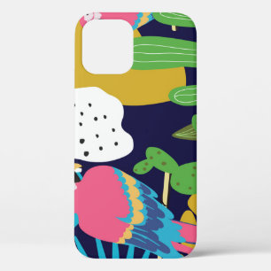 Funda Para iPhone 12 Hojas tropicales, loros: fondo de verano.