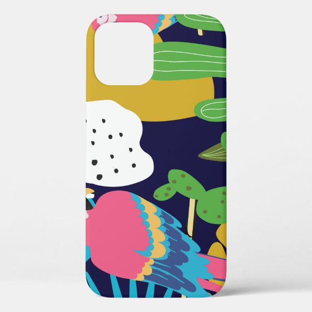 Funda De Case-Mate Para iPhone Hojas tropicales, loros: fondo de verano. (Reverso )