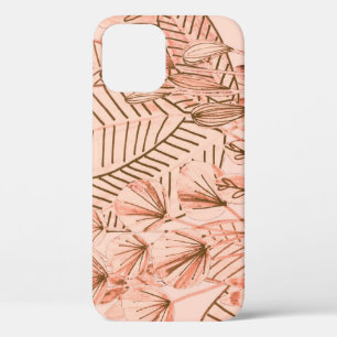 Funda Para iPhone 12 Hojas Tropicales: Patrón Creativo Dibujado A Mano.