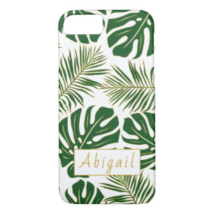 Funda Para iPhone 8/7 Hojas tropicales verdes y doradas modernas