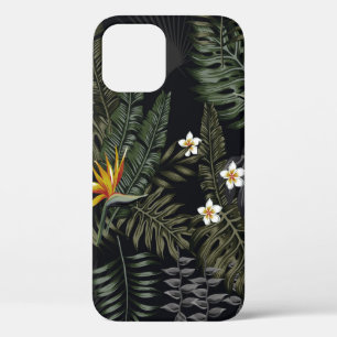 Funda Para iPhone 12 Hojas tropicales y flores de estilo nocturno. Se