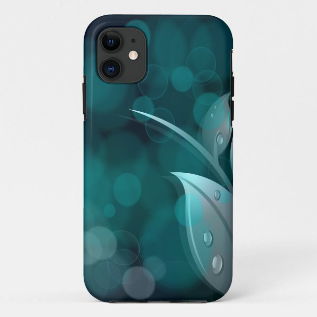 Funda De Case-Mate Para iPhone Hojas verde azuladas de Bokeh (Reverso)